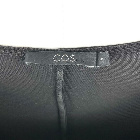 Cos Black Dress w/Perforated Genuine Leather Sleeves Size S - Picture 5 of 6